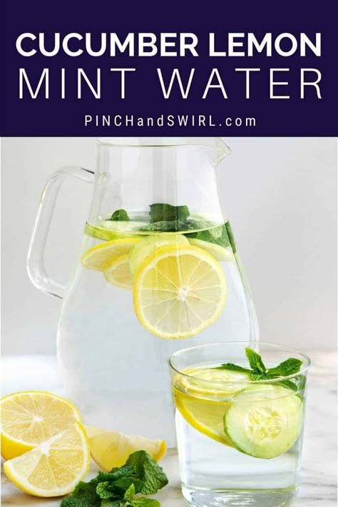 A super simple and versatile recipe for how to make Cucumber Lemon Mint Water! Endless benefits including being ridiculously refreshing! Lemon Mint Water, Nonalcoholic Drink, Lemon Infused Water, Lemon Water Health Benefits, Cucumber Lemon Water, Lemon Water Before Bed, The Egg Diet, Lemon Juice Benefits, Hot Lemon Water