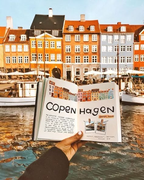 Copenhagen Travel Journal, Copenhagen Nyhavn, Voyage Sketchbook, Best Travel Journals, Copenhagen Travel, Denmark Copenhagen, Travel Journal Scrapbook, Diy Travel Journal, Travel Art Journal