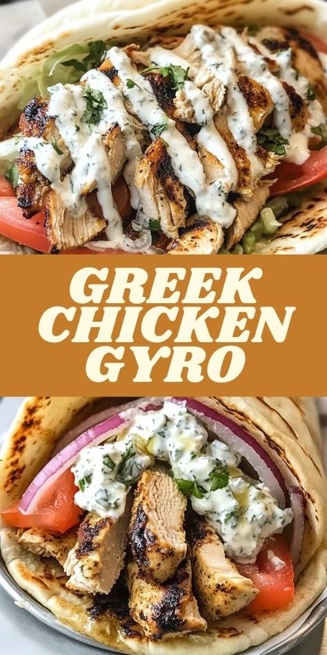 🥙 Transform your dinner with this Greek Chicken Gyro recipe! 🍋 Marinated chicken, fluffy pita, and creamy tzatziki come together to create the ultimate Mediterranean feast. Perfect for healthy lunches, family dinners, or meal prep, this easy-to-follow recipe brings authentic Greek flavors straight to your kitchen. Add fresh veggies and a sprinkle of feta for extra flavor! Save now for your next meal idea. 🌟 #GreekChickenGyro #MediterraneanRecipes #HealthyDinnerIdeas Healthy Gyros Chicken, Instant Pot Chicken Gyros, Chicken Gyro Meat, Grilled Chicken Pita Recipes, Tzatziki Meal Ideas, Greek Euro Recipe, Chicken Euros Recipe, High Protein Chicken Gyro, Euro Recipe