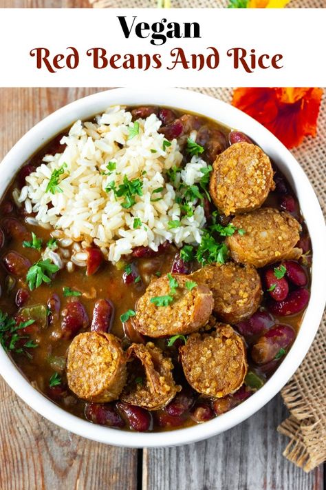 Incredibly flavorful vegan red beans and rice is the perfect vegan, gluten-free version of the classic Southern staple. Creamy and tasty made with red kidney beans, cooked with onion, bell pepper, celery, herbs, and homemade Creole seasoning.  #red-beans #rice #beans #vegan #cajun-recipes Vegan Red Beans And Rice, Vegan Red Beans, Jamaican Stew Peas, Recipes With Kidney Beans, Stew Peas, Red Kidney Beans, Cajun Creole Recipes, Red Beans And Rice, Rice Beans