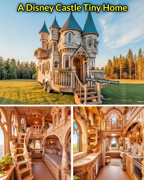 Castle Tiny House, Fairytale House Interior, Tiny Castle, Fairytale Houses, Castle House Design, Fantasy Cottage, Fairytale House, Small Castles, Fantasy Homes