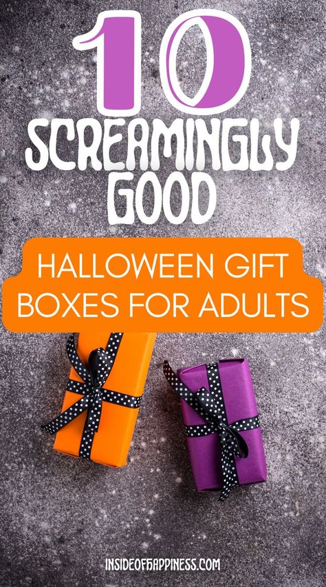 Boo Box Ideas For Friends, Halloween Goody Bags For Adults, Homemade Halloween Gifts, Halloween Birthday Gift Ideas, Halloween Gift Bags For Adults, Halloween Favors For Adults, Halloween Treat Bags For Adults, Halloween Gift Box Ideas, Halloween Goodie Bags For Adults