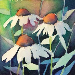 Watercolor Negative Painting, Negative Painting, Space Watercolor, Cone Flowers, Watercolor Paintings For Beginners, Watercolor Lessons, Watercolor Flower Art, Watercolor Painting Techniques, Plant Drawing