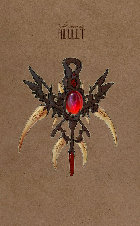 Drawlloween_Amulet by Clavicl6 on DeviantArt Magical Amulet, Amulet Comic, Fantasy Amulet, Fantasy Amulet Art, Fantasy Amulet Concept, Relic Hunter, Animal Crossing Pc, Artifact Art, D D Items