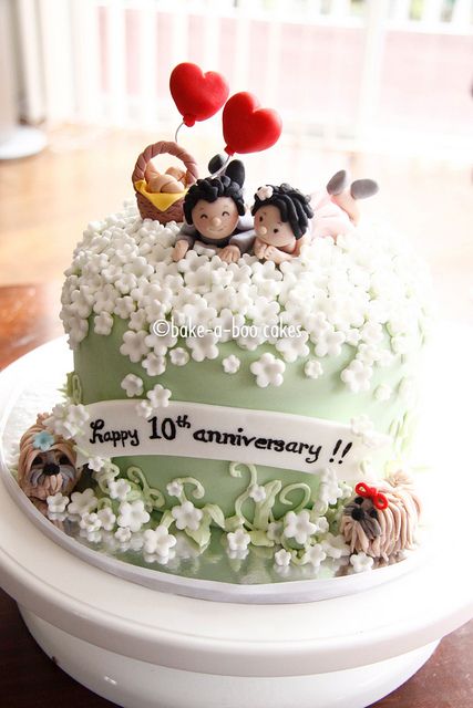 10th Wedding Anniversary Cake by Bake-a-boo Cakes NZ, via Flickr Bridal Cakes, Anniversary Cake Designs, Dessert Design, Happy Anniversary Cakes, 10th Wedding Anniversary Gift, Wedding Anniversary Cakes, Happy 10th Anniversary, Wedding Anniversary Cake, 10th Wedding Anniversary