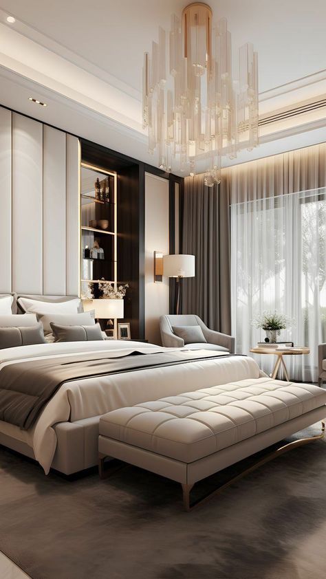 Modern Elegant Bedroom, Luxurious Guest Bedroom, Luxurious Bedrooms Interior, Neutral Guest Bedroom, Small Bedroom Style, Bedroom Designs For Couples, Modern Guest Bedroom, Farmhouse Guest Bedroom, Modern White Bedroom