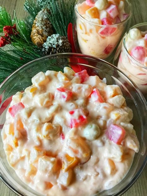 Creamy Fruit Salad Recipe, Filipino Fruit Salad, Creamy Fruit Salad, Dessert Salad Recipes, Fruit Salad Ingredients, Creamy Fruit Salads, Fruit Salad Recipe, Filipino Style, Fresh Fruit Salad