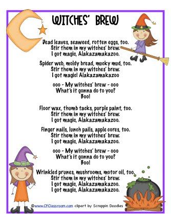 Witches Brew Song, October Songs, Halloween Lesson Plans, Adjectives Activities, Halloween Poems, Halloween Lesson, Kindergarten Music, Clutter Free Classroom, October Ideas