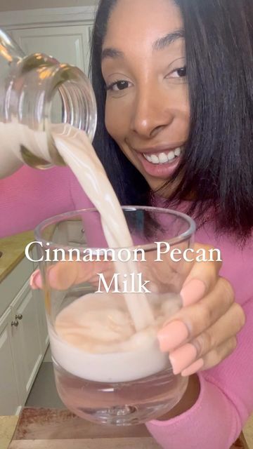 Charmaine on Instagram: "Creamy Cinnamon Pecan Milk 🥛 🥛#diy . . . Soak 1 cup pecans for at least 1hr then rinse with fresh water. . . Blend 1 cup previously soaked pecans with 2-3 cups fresh filtered water 1-2 medjool dates 1 tsp cinnamon 1 tsp vanilla extract Blend all ingredients then strain in a nut milk bag! Store in an airtight bottle in the fridge and drink within 3 days of making! . . . . . #nutmilk #homemademilk #veganfoodshare #pecanmilk #foodreels #shapesquad #whstrong #healthyf Pecan Milk Recipe, Pecan Milk, Cinnamon Pecans, Buzzfeed Tasty, Nut Milk Bag, Cooking Tutorials, Medjool Dates, Filtered Water, Nut Milk