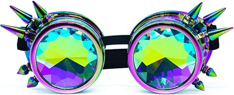 Rainbow Steampunk, Steampunk Glasses, Rave Glasses, Kaleidoscope Glasses, Rave Outfits Edc, Circle Sunglasses, Goggles Glasses, Steampunk Goggles, Karl Jacobs