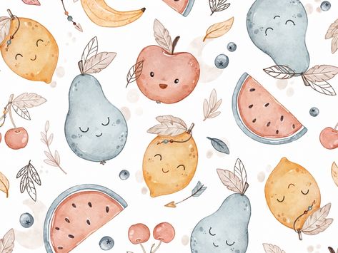 Watercolor Pattern Design, Surface Pattern Design Inspiration, 2k Wallpaper, Baby Print Art, Nursery Patterns, Pattern Design Inspiration, Print Design Pattern, Fruit Pattern, Flower Illustration