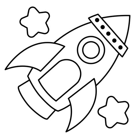 Rocketship Coloring Page, Rocket Coloring, Planet Coloring Pages, Space Crafts For Kids, Space Coloring Pages, Outline Drawings, Art Drawings For Kids, Cute Coloring Pages, Preschool Art