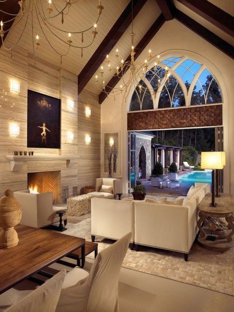 Church converted into a home.  http://lgrecreated.wordpress.com/2012/03/08/church-conversion-decor/ Wine Cellar Modern, Retractable Doors, Church House, Modern Gothic, Real Estat, Design Salon, Sunrooms, Home Again, Style At Home