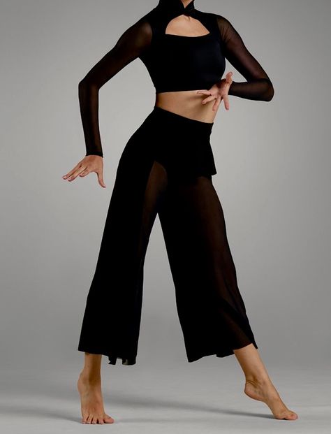 Dance Outfits Contemporary, Black Dance Outfit, Contemporary Dance Dress, Contemporary Dance Outfits, Black Dance Costumes, Dance Class Outfit, Jazz Dance Outfits, Jazz Outfits, Modern Dans