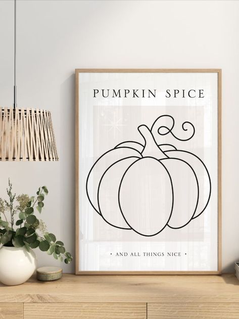 Minimal Halloween Decor, Pumpkin Line Art, Cute Halloween Decor, Fall Quote, No Carve Pumpkin Decorating, Line Art Poster, Creative Area, Halloween Traditions, Art At Home