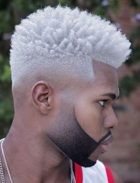 White Haircut, White Hairstyles, Home Haircuts, White Afro, V Shaped Haircut, Waves Hairstyle Men, Dyed Hair Men, Beard Shapes, Black Men Beards