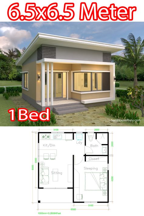 1bhk Flat Plan, Gossip Quotes, Bed Bunk, Small Modern House Plans, Small Cottage House Plans, Affordable House Plans, Modern Small House Design, Small House Design Exterior, Tiny House Loft