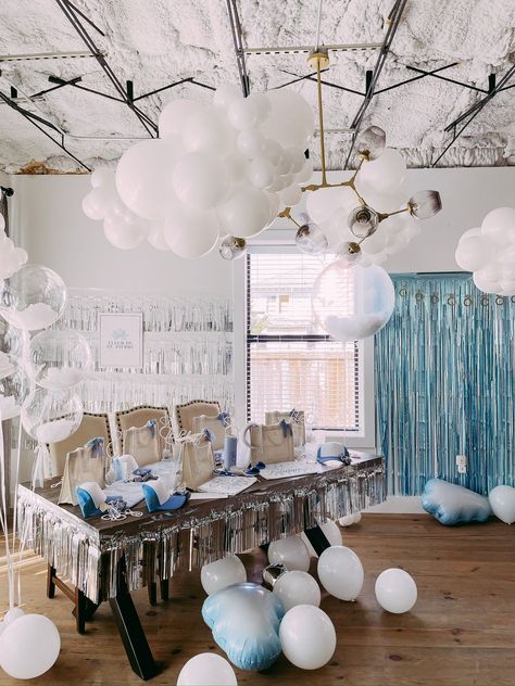 Angel Bachelorette Party, Bride On Cloud Wine Bachelorette, Bachelorette Party On Cloud Nine, Cloud Bachelorette, Dreaming Of I Do Bachelorette, On Cloud Nine Bachelorette Theme, Blue Bachelorette Party Decorations, Cloud Nine Bachelorette Party, Blue And White Bachelorette Party