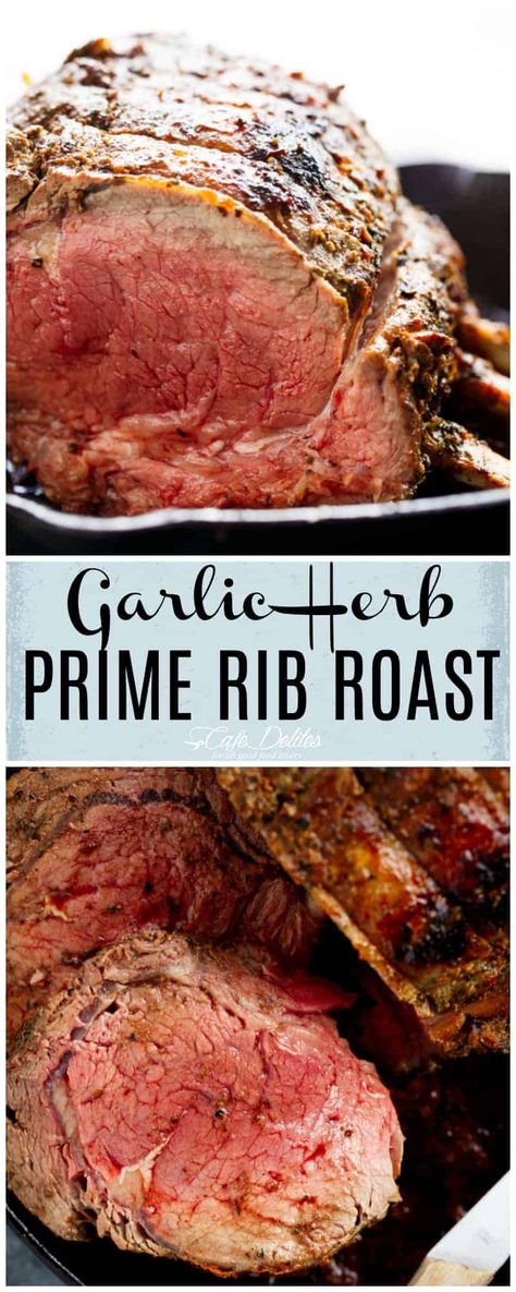 Garlic Herb Prime Rib - Cafe Delites Garlic Herb Prime Rib, Boneless Prime Rib Roast, Slow Roasted Prime Rib, Prime Rib Dinner, Prime Rib Roast Recipe, Perfect Christmas Dinner, Cooking Prime Rib, Rib Roast Recipe, Prime Rib Recipe