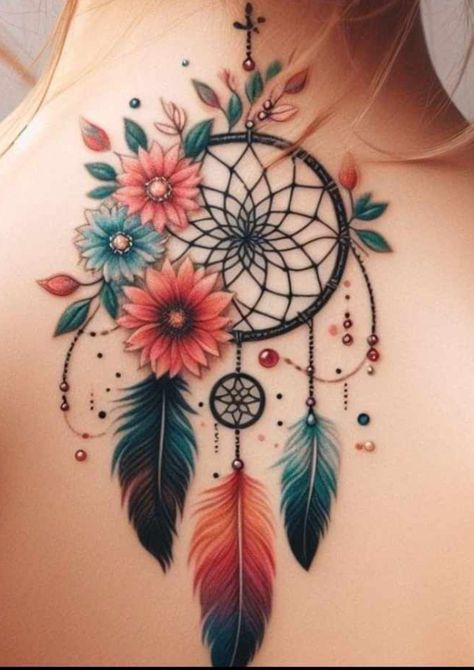 Feminine Dream Catcher Tattoo, Dreamcatcher Tattoos For Women, Dream Catcher Side Tattoos Women, Dream Catcher Family Tattoo, Dreamcatcher Tattoo Design, Dream Catcher Tattoo With Names Feathers, Dreamcatcher Tattoo Back, Dream Catcher With Names Tattoo, Dreamcatcher Tattoo Meaning