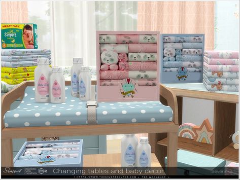 Sims 4 Nursery Cc Clutter, Sims 4 Cc Functional Changing Table, Sims 4 Nursery Cc Patreon, Sims 4 Infant, Living Room Sims 4, Diaper Changing Table, Baby Table, Changing Tables, Sims 4 Clutter