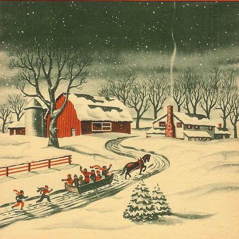 classic christmas Images Noêl Vintages, Working Overtime, Christmas Farm, Vintage Christmas Images, Christmas Time Is Here, Old Christmas, Old Fashioned Christmas, Christmas Past, Christmas Scenes