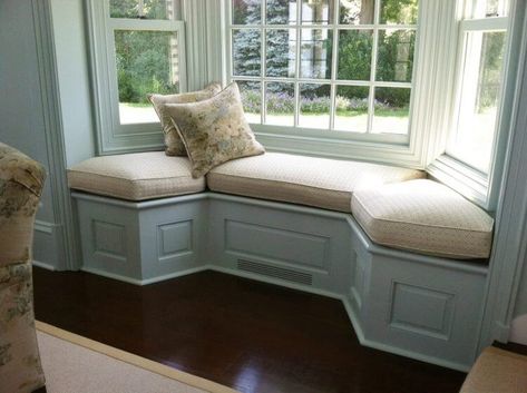 Some bay windows might be given an outside ending up constructed from aluminum or clothed. Find the best one in this simple article. Victorian Bay Window, Upholstered Window Seat, Bay Window Benches, Dining Bench Cushion, Bay Window Cushion, Window Bench Seat, Window Seat Kitchen, Bench Seating Kitchen, Bay Window Seat