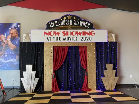 Decorating A School Gym For A Dance, Talent Show Birthday Party, School Concert Decorations, Talent Show Backdrop Ideas, School Dance Ideas Decoration, School Talent Show Decorations, Broadway Backdrop, Talent Show Decorations Stage Ideas, Stage Decorations For School