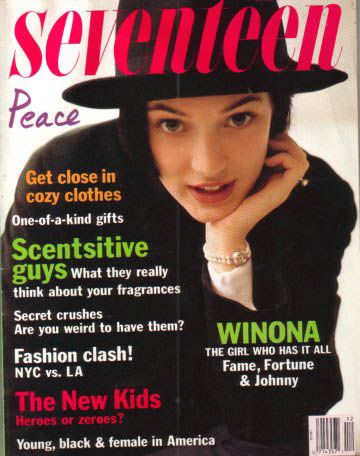 Winona Ryder SEVENTEEN Magazine Seventeen Magazine Covers, Winona Forever, Kids Hero, Tim Burton Movie, Teen Magazine, Seventeen Magazine, Winona Ryder, Vintage Magazines, A Magazine