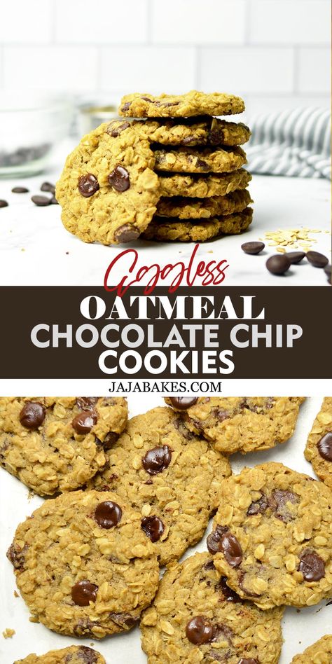 These Eggless Oatmeal Chocolate Chip Cookies are so easy and quick to make with simple ingredients. In fact, these are so good and you will be surprised with their crisp, crunchy, and chewy texture. Eggless Oats Cookies, Eggless Oatmeal Chocolate Chip Cookies, Eggless Oatmeal Cookies, Oatmeal Raisin Chocolate Chip Cookies, Cookies Without Butter, Soft Chewy Oatmeal Cookies, Oat Chocolate Chip Cookies, Peanut Butter Oatmeal Chocolate Chip Cookies, Peanut Butter Oatmeal Chocolate Chip