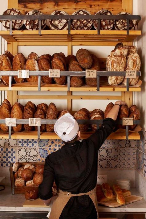 Il Buco Alimentari’s Immaculate Chef’s Counter Doesn’t Disappoint | Honest Cooking | Bloglovin’ Nyc Kitchen, Bread Display, Pastry Display, Bakery Shop Design, Bakery Interior, Small Bakery, Bread Shop, Bakery Display, French Bakery