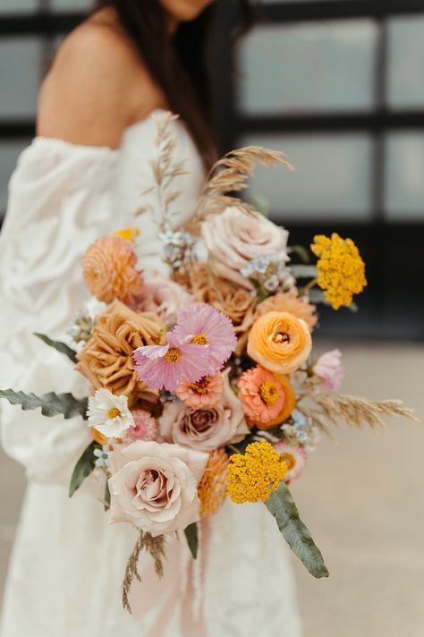 Colorful Boho Magic at UNION — The Cottage Rose Spring Floral Wedding, Wedding Flower Packages, Farmhouse Wedding, Diy Wedding Flowers, Flower Packaging, Floral Studio, Theme Color, Wedding Bridal Bouquets, Spray Roses