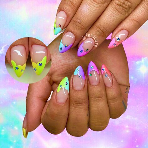 Rainbow Cloud Nails, Cloud Nails, Gel Mani, Rainbow Cloud, Rainbow Nails, Star Nails, Pastel Nails, March 1, Nail Inspiration