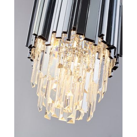 Everly Quinn Keasler 1-Light Wallchiere | Wayfair Hanging Crystal, Tiffany Glass, Single Pendant Lighting, Hanging Crystals, Gold Chrome, Geometric Pendant, Ceiling Height, Everly Quinn, Stainless Steel Frame