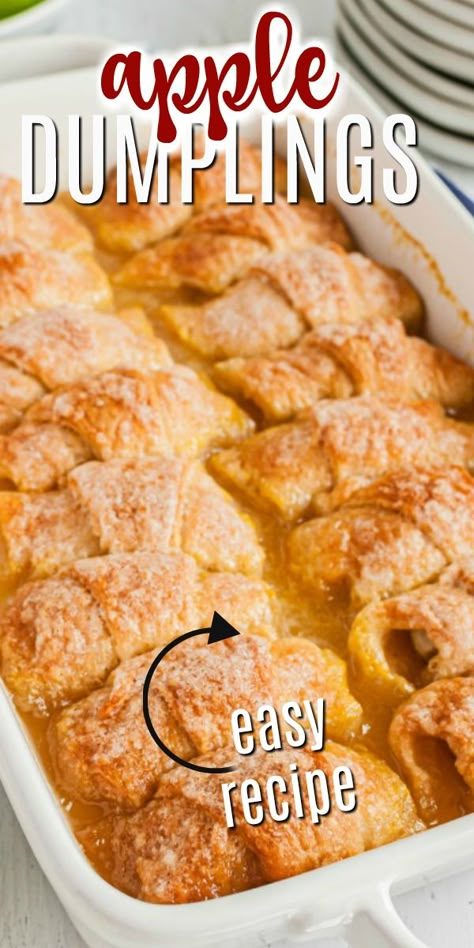 Mountain Dew Apple Dumplings, Crescent Roll Apple Dumplings, Easy Apple Dumplings, Peach Dumplings, Apple Dumpling Recipe, Apple Dumpling, Apple Recipes Easy, Canned Apples, Apple Dumplings