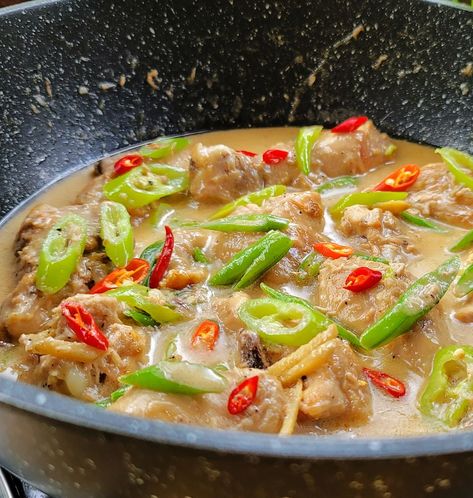 Creamy Chicken Bicol Express | chicken meat | Creamy Chicken Bicol Express | By Yummy Kitchen Bicol Express Recipe, Bicol Express, Bicol Region, Creamy Chicken Dish, Shrimp Paste, Chicken Meat, Spicy Dishes, Garlic Shrimp, Natural Juices