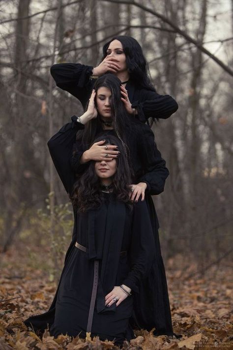 Witch Photos, Gothic Photography, Witch Coven, Dark Beauty Photography, Witchy Aesthetic, Halloween Photography, Hear No Evil, Speak No Evil, Best Friend Photoshoot