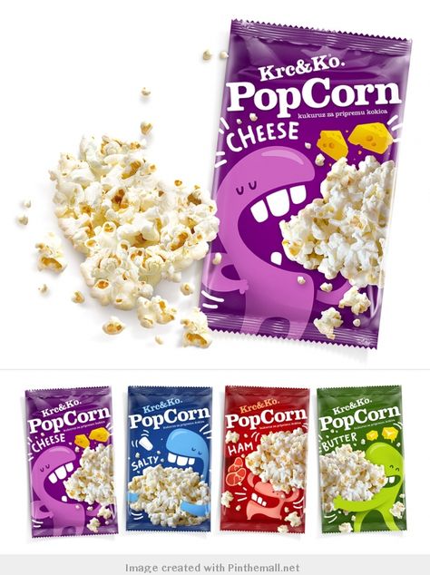 Popcorn Packing Ideas, Popcorn Package Design, Lettuce Packaging, Popcorn Packaging Design, Candy Packaging Design, Packing Box Design, Popcorn Design, Popcorn Toppings, Popcorn Packaging