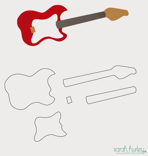 Fondant Guitar Tutorial, Guitar Theme Cake, Fondant Guitar, Guitar Cake Topper, Electric Guitar Cake, Guitar Template, Guitar Cakes, Guitar Birthday Cakes, Cake Topper Template