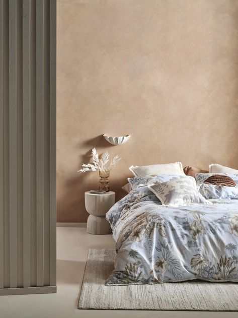 Caramel Bedroom Limewash Wall, Lime Wash Terracotta, Brown Limewash Bedroom, Beige Paint Bedroom, Beige Limewash Walls, Beige Wall Bedroom Ideas, Creme Walls, Limewash Walls Bedroom, Limewash Living Room