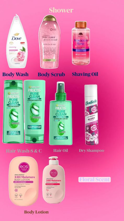 Floral Scents Pink Sea Salt, Floral Scents, Garnier Fructis, Shower Rose, Oil Body Wash, Shaving Oil, Shower Routine, Floral Scent, Rose Water