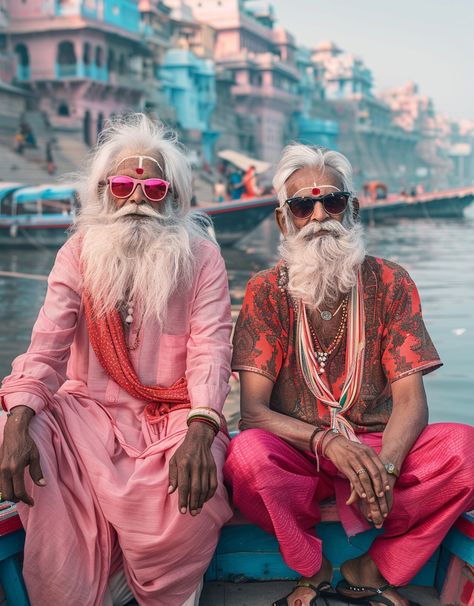 Vibrant Varanasi: Characters of the Ghats #india #fashion #pink Male Faces, Indus Valley Civilization, Mughal Empire, Affordable Artwork, Style Vans, India Culture, Couple Style, Lady M, Dare To Be Different