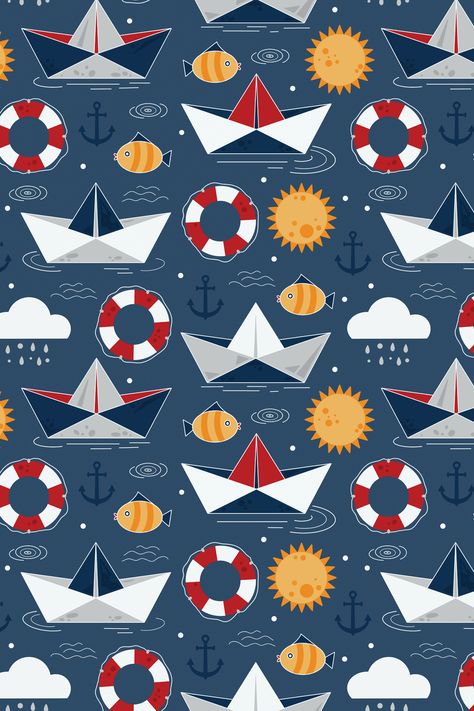 Children's Wallpaper, Boat Pattern, Children Fabrics, All Over Print, Sailboat Pattern, Kids Fabric Prints, Kids Prints Pattern Fabrics, Blue Childrens Wallpaper, Tropical Prints Pattern