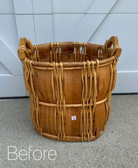 Painted Baskets | Confessions of a Serial Do-it-Yourselfer Painting Baskets, End Table Makeover, Painted China Cabinets, Painted Baskets, Store Basket, Mirror Makeover, Wood Basket, Painting Lamps, Shop Vac