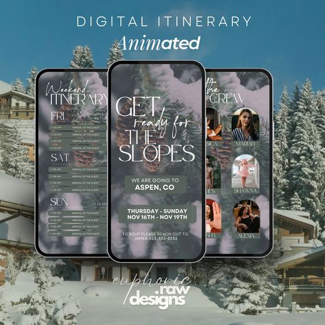 Ski Trip Itinerary Template, Birthday Weekend, Aspen Bachelorette Party, Travel Itinerary, Christmas Vacation, Holiday Trip Ski Trip - Etsy Aspen Bachelorette, Trip Itinerary Template, Template Birthday, Holiday Trip, Itinerary Template, Birthday Weekend, Trip Itinerary, Messaging App, Christmas Vacation