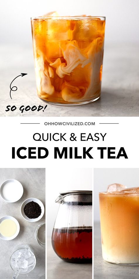 Iced Milk Tea, Flavored Iced Tea Recipes, Iced Milk, Black Tea Recipe, Homemade Tea Recipes, Hot Tea Recipes, Homemade Iced Tea, Vanilla Coffee Creamer, Milk Tea Recipes