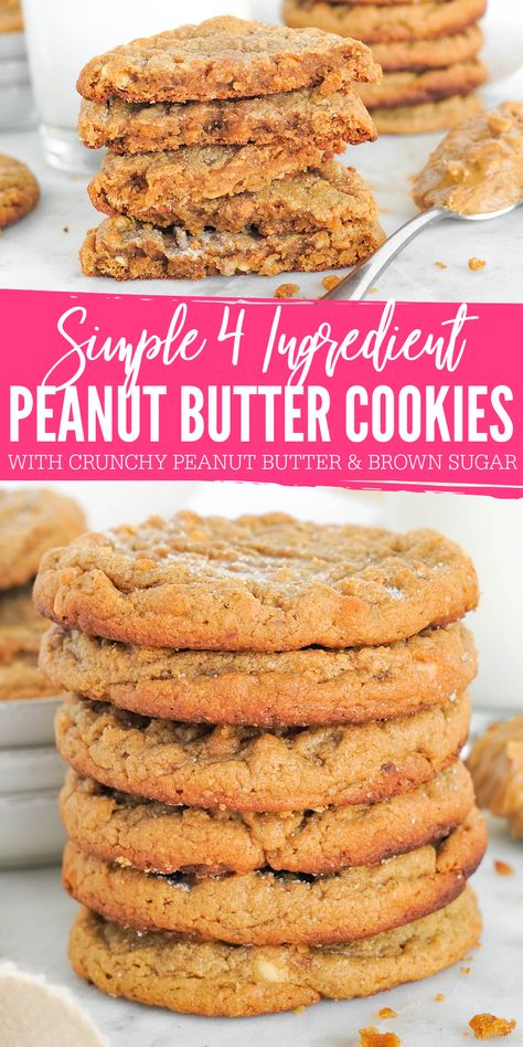 Simple Peanut Butter Cookies Recipe with Brown Sugar and Crunchy Peanut Butter! These Easy Peanut Butter Cookies can be made in 5 minutes and there is no need to refrigerate the dough! Simple Peanut Butter Cookies in no time with this Simple Dessert Recipe! #lemonpeony #peanutbutter #cookierecipes #cookies #easydesserts Cookies With Brown Sugar, Crunchy Peanut Butter Cookies, What Is Healthy Food, Best Peanut Butter Cookies, Brown Sugar Recipes, Crunchy Peanut Butter, Easy Peanut Butter Cookies, Brown Sugar Cookies, Chewy Peanut Butter Cookies