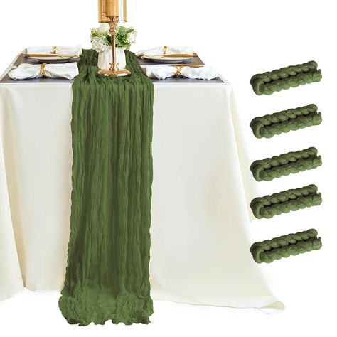 PRICES MAY VARY. Polyester 【Soft and Durable】These boho wedding table runners are made of premium polyester with beautiful crinkling.soft to touch, comfortable and durable. Wrinkled design cheese cloth farbic, delicate edges and stitches makes this sheer table runner more graceful. 【Elegant Design】These cheesecloth table runners are designed in different color with exquisite appearance, translucent style with nice texture, making them elegant and delicate. 【Widely Use】This soft gauze table runne Green Cheesecloth Table Runner, Boho Wedding Table Runner, Rustic Romantic Wedding, Table Runner For Wedding, Gauze Table Runner, Cheesecloth Table Runner, Wedding Runner, Green Table Runner, Burnt Orange Weddings