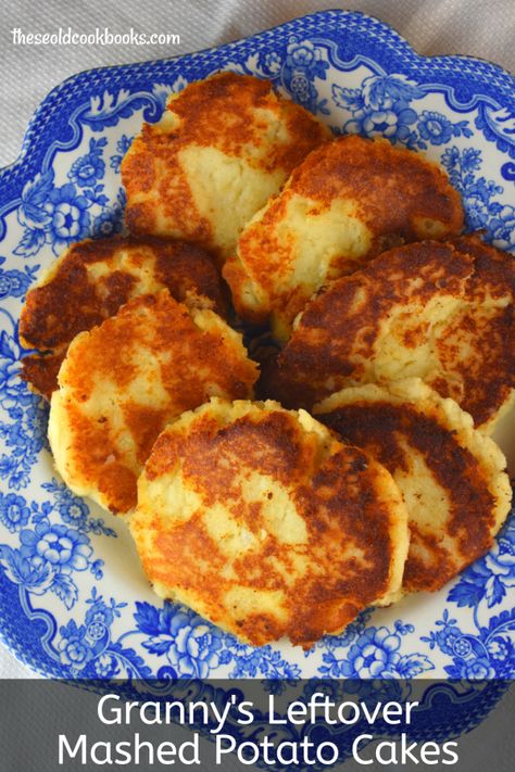 Mashed Potato Cakes Leftover, Leftover Mashed Potato Cakes, Real Mashed Potatoes, Mashed Potato Pancakes, Potato Cakes Recipe, Mashed Potato Cakes, Old Cookbooks, Potato Patties, Potato Recipes Side Dishes