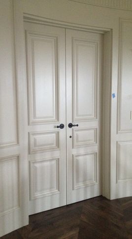 Traditional Interior Doors Wadia Associates, Traditional Interior Doors, Revere Pewter, Interior Painting, French Doors Interior, Bathroom Doors, Bedroom Doors, Wood Doors Interior, Interior Barn Doors